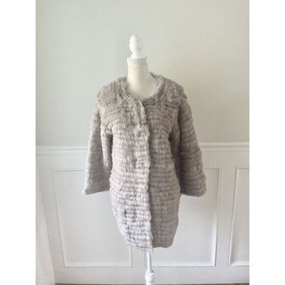DolceCabo Luxurious Fur Coat Rabbit Tan S - Picture 1 of 5